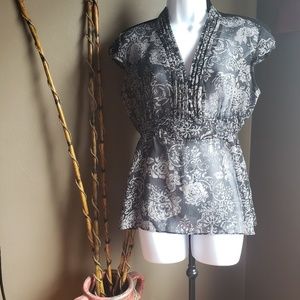 🔵5 for $25 Daisy fuentes floral elastic waist top